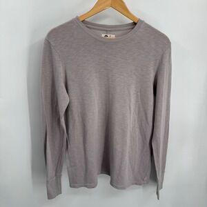 American Giant Shirt Womens L Taupe Long Sleeve Crewneck Thermal Lounge Casual